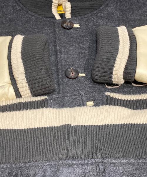 enjoi skateboard（エンジョイスケートボード）enjoi skateboard (エンジョイスケートボード) パンダワッペン袖レザースタジャン グレー サイズ:XLの古着・服飾アイテム
