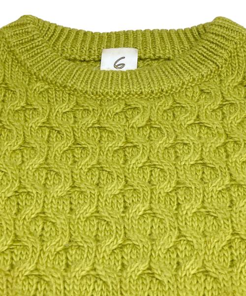 6(ROKU) BEAUTY&YOUTH（ロク ビューティーアンドユース）6(ROKU) BEAUTY&YOUTH (ロク ビューティーアンドユース) LIGHT CABLE KNIT 黄緑 サイズ:Mの古着・服飾アイテム
