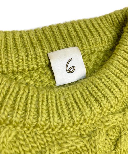 6(ROKU) BEAUTY&YOUTH（ロク ビューティーアンドユース）6(ROKU) BEAUTY&YOUTH (ロク ビューティーアンドユース) LIGHT CABLE KNIT 黄緑 サイズ:Mの古着・服飾アイテム