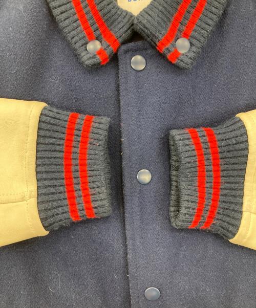 BEAMS（ビームス）BEAMS (ビームス) レザー切替スタジャン ネイビー×ベージュ サイズ:Lの古着・服飾アイテム