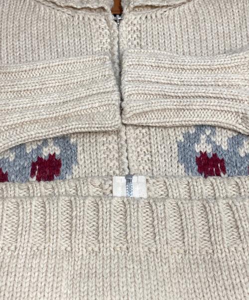 WEIRDO（ウィアード）WEIRDO (ウィアード) WOLFESS COWICHAN ウルフ柄カウチンニットジャケット ベージュ サイズ:Lの古着・服飾アイテム