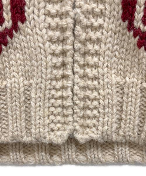 WEIRDO（ウィアード）WEIRDO (ウィアード) WOLFESS COWICHAN ウルフ柄カウチンニットジャケット ベージュ サイズ:Lの古着・服飾アイテム