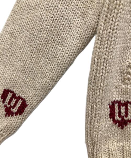 WEIRDO（ウィアード）WEIRDO (ウィアード) WOLFESS COWICHAN ウルフ柄カウチンニットジャケット ベージュ サイズ:Lの古着・服飾アイテム