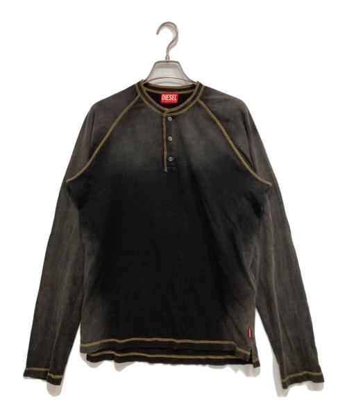DIESEL（ディーゼル）DIESEL (ディーゼル) 「T-RISY」ヘンリーネックカットソー ブラック サイズ:Lの古着・服飾アイテム