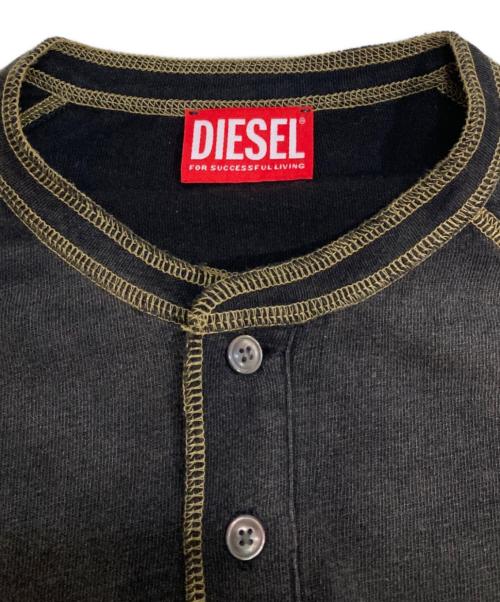 DIESEL（ディーゼル）DIESEL (ディーゼル) 「T-RISY」ヘンリーネックカットソー ブラック サイズ:Lの古着・服飾アイテム
