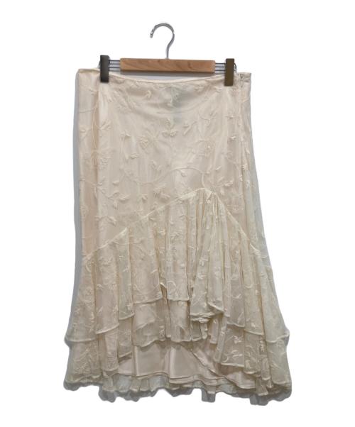 LAUREN RALPH LAUREN（ローレンラルフローレン）LAUREN RALPH LAUREN (ローレンラルフローレン) 刺繍レーススカート ベージュ サイズ:Lの古着・服飾アイテム