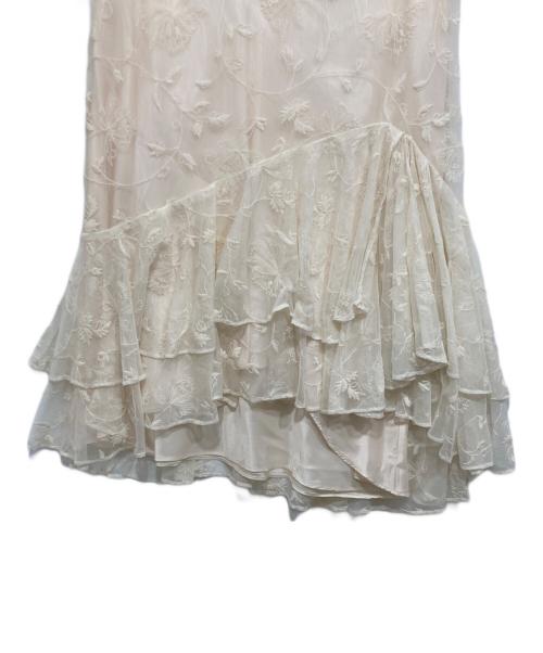 LAUREN RALPH LAUREN（ローレンラルフローレン）LAUREN RALPH LAUREN (ローレンラルフローレン) 刺繍レーススカート ベージュ サイズ:Lの古着・服飾アイテム