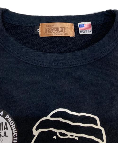 Vintage PEANUTS SNOOPY（スヌーピー）Vintage PEANUTS SNOOPY (スヌーピー) プリントスウェット ブラック サイズ:Mの古着・服飾アイテム