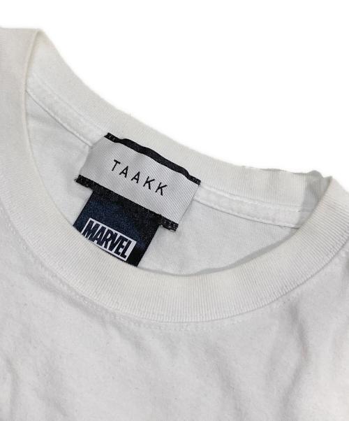 TAAKK（ターク）TAAKK (ターク) MARVEL (マーベル) スパンコールロゴTシャツ ホワイト サイズ:Mの古着・服飾アイテム