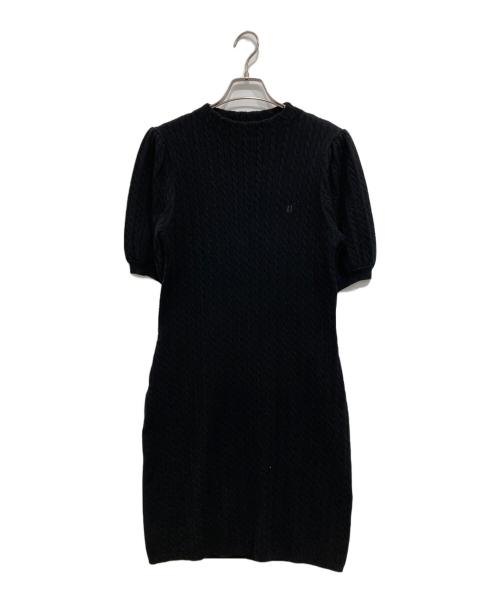 HER LIP TO（ハーリップトゥ）Her lip to (ハーリップトゥ) Puff Sleeve Cable Knit Dress ブラック サイズ:Sの古着・服飾アイテム