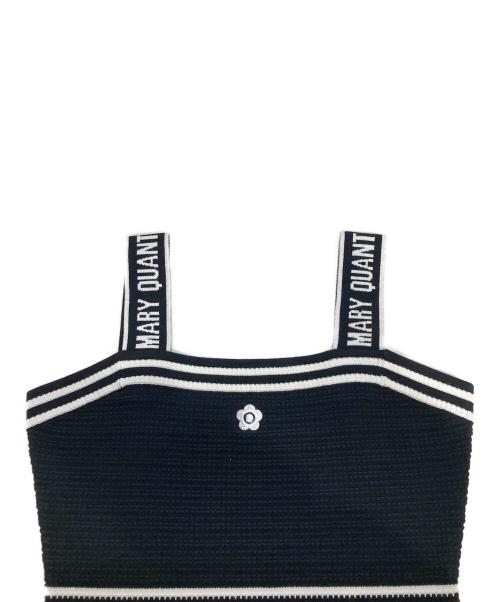 Lily Brown（リリーブラウン）Lily Brown (リリーブラウン) MARY QUANT (マリークヮント) ロゴジャガードニットキャミワンピース ブラック サイズ:Freeの古着・服飾アイテム