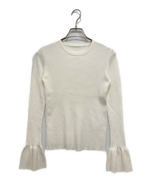 anuans（アニュアンス）anuans (アニュアンス) スリーブフレアシンプルニット ホワイト サイズ:Freeの古着・服飾アイテム