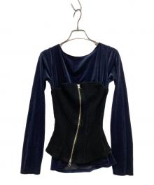STUDIOUS（ステュディオス）の古着「Bustier Combi Jersey Top」｜ネイビー