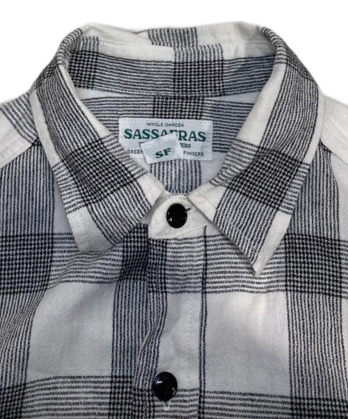 SASSAFRAS（ササフラス）SASSAFRAS (ササフラス) Diggin Shirts ホワイト×ブラック サイズ:Mの古着・服飾アイテム