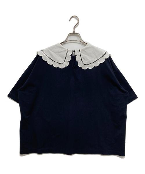 YORI（ヨリ）YORI (ヨリ) スカラップカラーカットソー ネイビー サイズ:Freeの古着・服飾アイテム