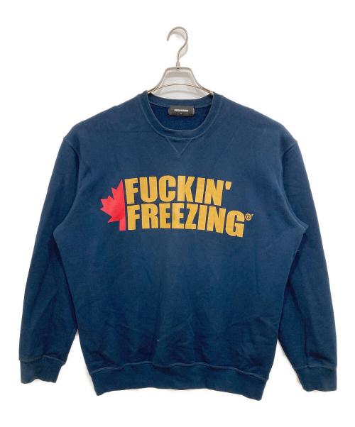 DSQUARED2（ディースクエアード）DSQUARED2 (ディースクエアード) 前Vスウェット ネイビー サイズ:Lの古着・服飾アイテム