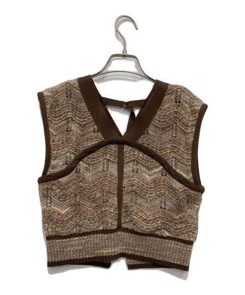 PUBLIC TOKYO（パブリックトウキョウ）PUBLIC TOKYO (パブリックトウキョウ) レーススレッドニットビスチェ ブラウン サイズ:Fの古着・服飾アイテム
