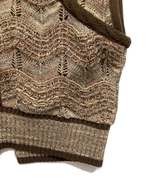 PUBLIC TOKYO（パブリックトウキョウ）PUBLIC TOKYO (パブリックトウキョウ) レーススレッドニットビスチェ ブラウン サイズ:Fの古着・服飾アイテム
