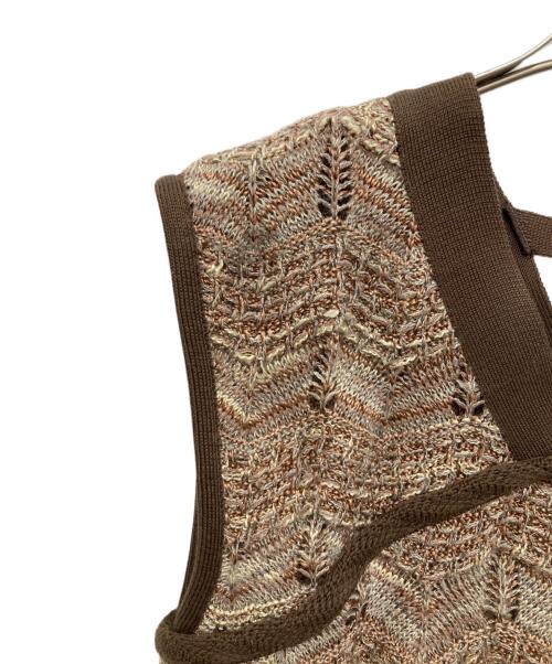 PUBLIC TOKYO（パブリックトウキョウ）PUBLIC TOKYO (パブリックトウキョウ) レーススレッドニットビスチェ ブラウン サイズ:Fの古着・服飾アイテム