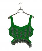 MAISON SPECIALメゾンスペシャル）の古着「ジャガードチェックツイードニットビスチェ」｜グリーン