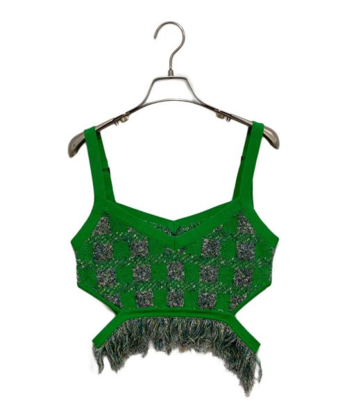 MAISON SPECIAL（メゾンスペシャル）MAISON SPECIAL (メゾンスペシャル) ジャガードチェックツイードニットビスチェ グリーン サイズ:Freeの古着・服飾アイテム