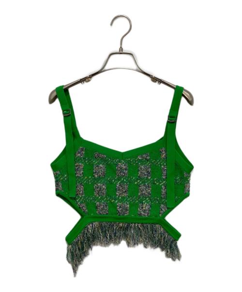 MAISON SPECIAL（メゾンスペシャル）MAISON SPECIAL (メゾンスペシャル) ジャガードチェックツイードニットビスチェ グリーン サイズ:Freeの古着・服飾アイテム