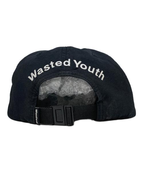 WASTED YOUTH（ウェイステッドユース）WASTED YOUTH (ウエステッド ユース) ロゴ刺繍キャップ ブラックの古着・服飾アイテム
