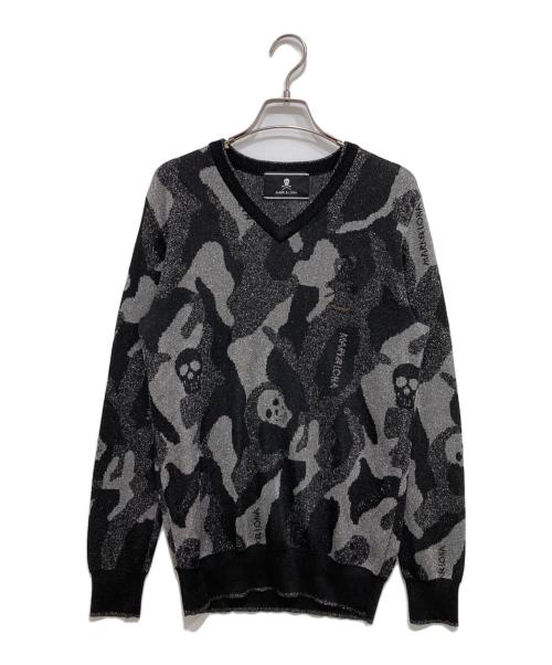 MARK&LONA（マークアンドロナ）MARK&LONA (マークアンドロナ) スカルデザインラメニットセーター ブラック サイズ:Mの古着・服飾アイテム