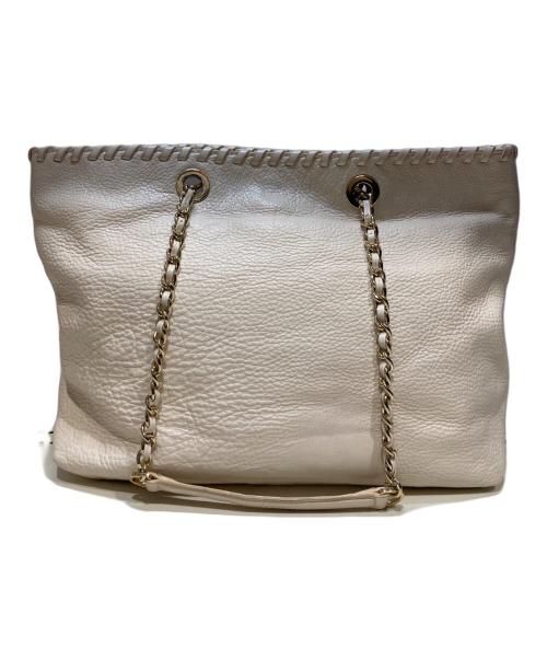 TORY BURCH（トリーバーチ）TORY BURCH (トリーバーチ) レザートートバッグ アイボリーの古着・服飾アイテム