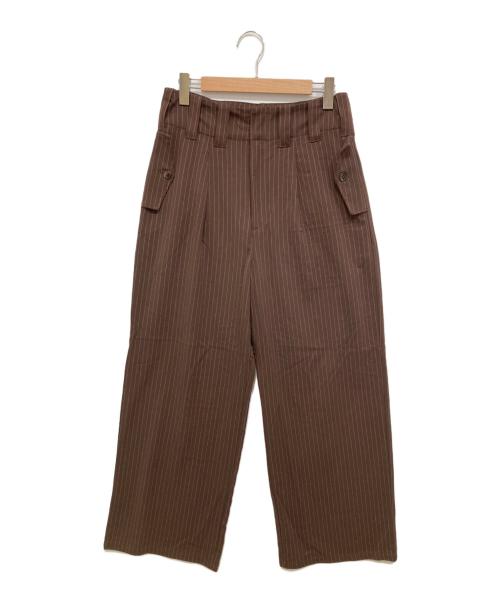 SEEKSOLE（シークソール）SEEKSOLE (シークソール) ss stripe slacks ブラウン サイズ:Lの古着・服飾アイテム