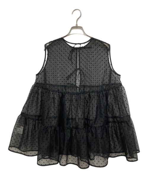 YORI（ヨリ）YORI (ヨリ) ドットフロッキーティアードジレ ブラック サイズ:Freeの古着・服飾アイテム