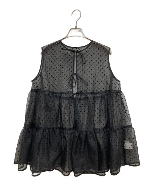 YORI（ヨリ）YORI (ヨリ) ドットフロッキーティアードジレ ブラック サイズ:Freeの古着・服飾アイテム