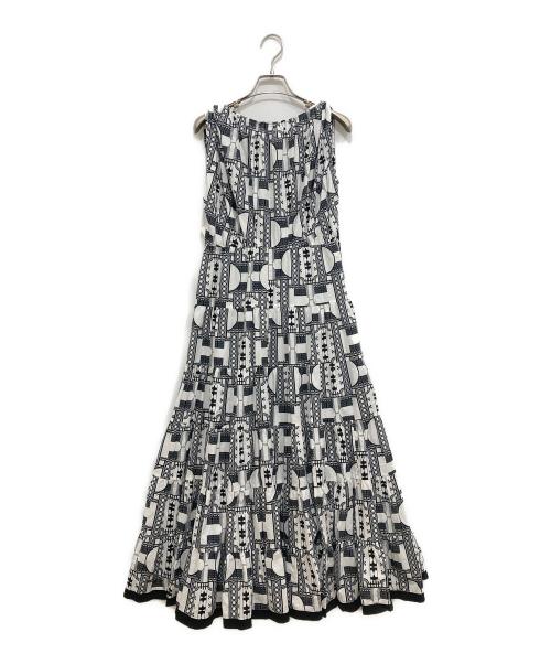 L'AUBE BLANC（ローブ ブラン）L'AUBE BLANC (ローブブラン) Geometric tiered Dress ブラック サイズ:Mの古着・服飾アイテム