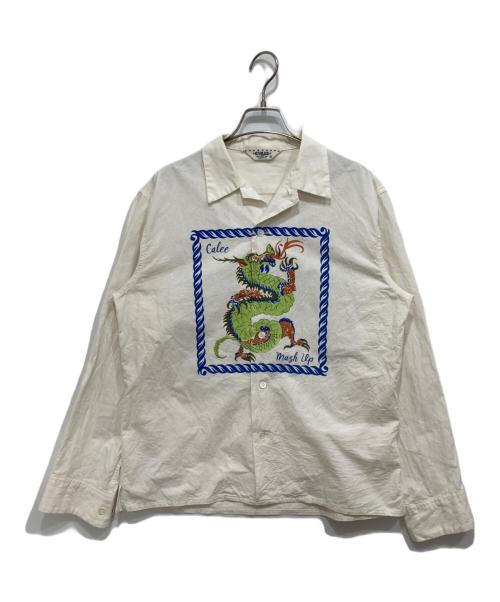 CALEE（キャリー）CALEE (キャリー) MASH UP (マッシュアップ) ドラゴンプリントシャツ ホワイト サイズ:Mの古着・服飾アイテム