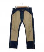 KOJIMA GENESコジマジーンズ）の古着「チノ切替ダブルニーデニムパンツ」｜インディゴ
