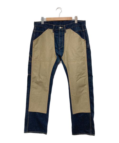KOJIMA GENES（コジマジーンズ）KOJIMA GENES (コジマジーンズ) チノ切替ダブルニーデニムパンツ インディゴ サイズ:91cm (W36)の古着・服飾アイテム