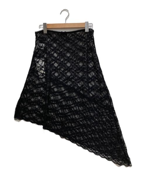 provoke（プロヴォーク）PROVOKE (プロヴォーク) Stretch lace asymmetry スカート ブラック サイズ:Free 未使用品の古着・服飾アイテム