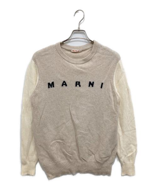 MARNI（マルニ）MARNI (マルニ) ロゴバイカラーラグランニット ベージュ サイズ:S(kids14)の古着・服飾アイテム