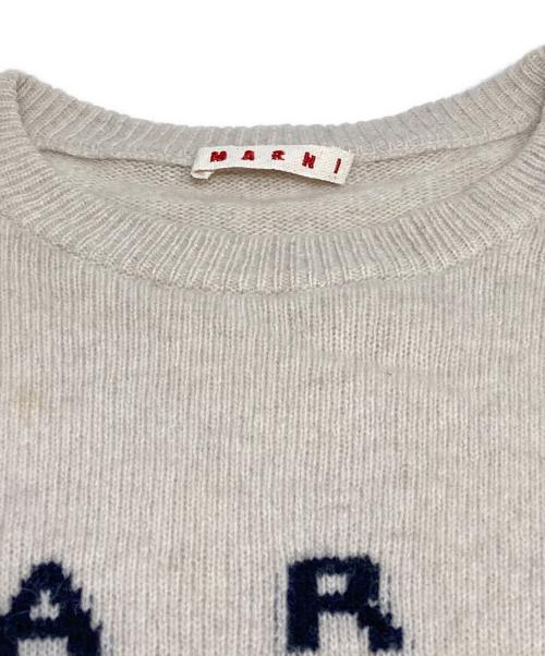 MARNI（マルニ）MARNI (マルニ) ロゴバイカラーラグランニット ベージュ サイズ:S(kids14)の古着・服飾アイテム