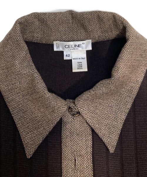 CELINE（セリーヌ）CELINE (セリーヌ) 馬車金具ベルト付きニットワンピース ブラウン サイズ:L (42)の古着・服飾アイテム