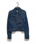 CELINEセリーヌ）の古着「トリンオフ付きダブルジップストレッチデニムジャケット」｜インディゴ