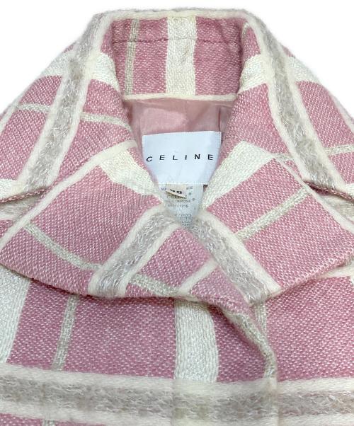 CELINE（セリーヌ）CELINE (セリーヌ) モヘア混格子柄ショートジャケット ピンク サイズ:38の古着・服飾アイテム