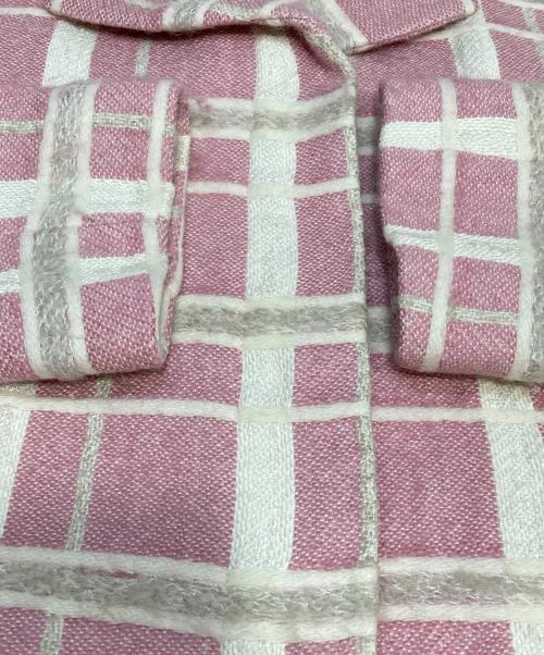 CELINE（セリーヌ）CELINE (セリーヌ) モヘア混格子柄ショートジャケット ピンク サイズ:38の古着・服飾アイテム