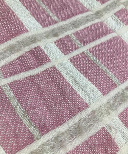 CELINE（セリーヌ）CELINE (セリーヌ) モヘア混格子柄ショートジャケット ピンク サイズ:38の古着・服飾アイテム