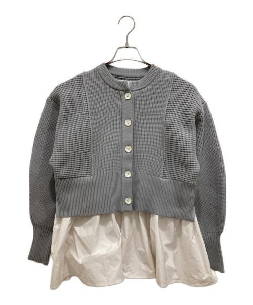 Adam et Rope（アダム エ ロペ）Adam et Rope (アダム エ ロペ) ペプラムコンビニットカーディガン グレー サイズ:freeの古着・服飾アイテム