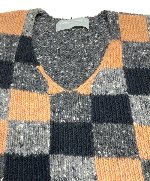 COMME des GARCONS HOMME（コムデギャルソン オム）COMME des GARCONS HOMME (コムデギャルソン オム) チェッカーフラッグウールベスト ブラック×ブラウン サイズ:Freeの古着・服飾アイテム