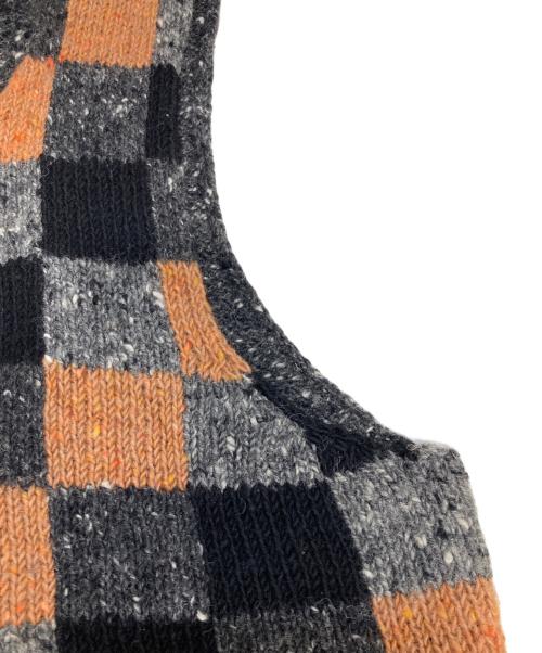 COMME des GARCONS HOMME（コムデギャルソン オム）COMME des GARCONS HOMME (コムデギャルソン オム) チェッカーフラッグウールベスト ブラック×ブラウン サイズ:Freeの古着・服飾アイテム