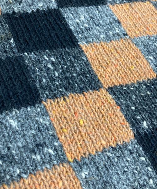 COMME des GARCONS HOMME（コムデギャルソン オム）COMME des GARCONS HOMME (コムデギャルソン オム) チェッカーフラッグウールベスト ブラック×ブラウン サイズ:Freeの古着・服飾アイテム