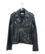 Saint Laurent Parisサンローランパリ）の古着「ピンバッジダブルライダースジャケット」｜ブラック