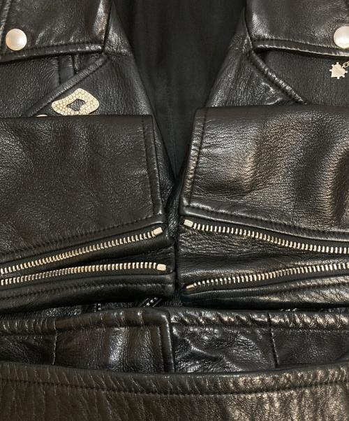 Saint Laurent Paris（サンローランパリ）Saint Laurent Paris (サンローランパリ) ピンバッジダブルライダースジャケット ブラック サイズ:44(S)の古着・服飾アイテム